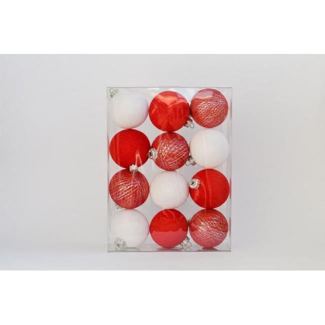 Елочные игрушки из ниточных шариков 6,5 см 12 шт. Карамелька (402647)