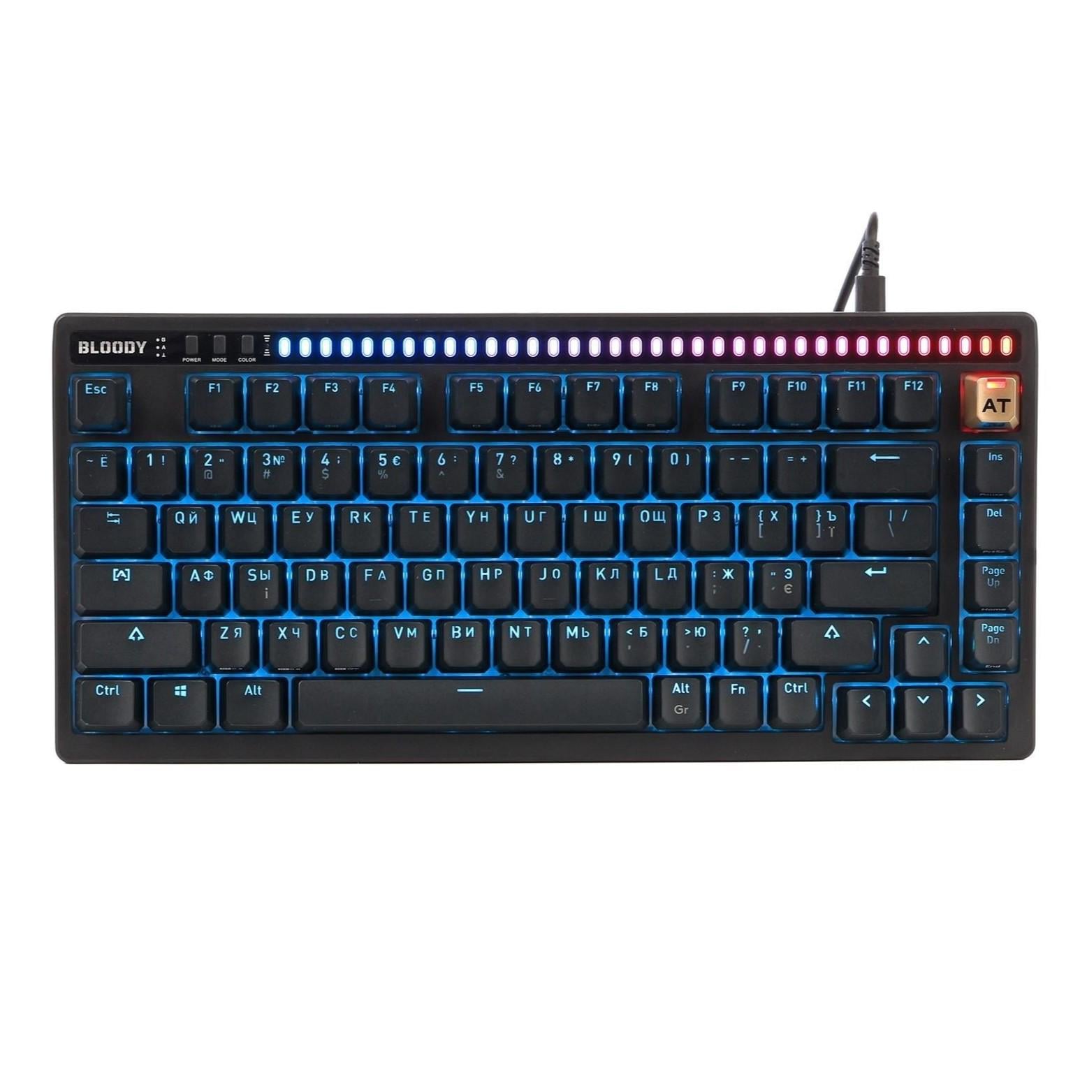Клавіатура ігрова оптико-механічна BLOODY AT75 Alpha 75 клавіш USB Optical Switch RGB Black (35226948)