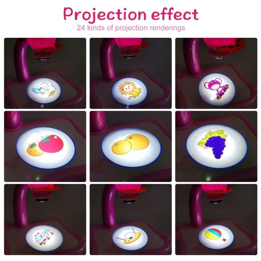 Детский стол-проектор для рисования со светодиодной подсветкой 26х20,5х27 см Розовый (TV10017) - фото 3