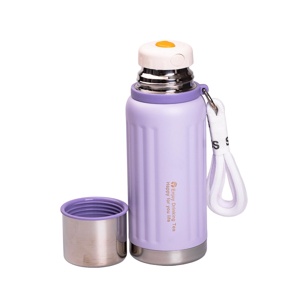 Термос Enjoy с флип крышкой и ремешком 600 мл Сиреневый (HP-14-9V) - фото 3 Термос Enjoy с флип крышкой и ремешком 600 мл Сиреневый (HP-14-9V) - фото 3