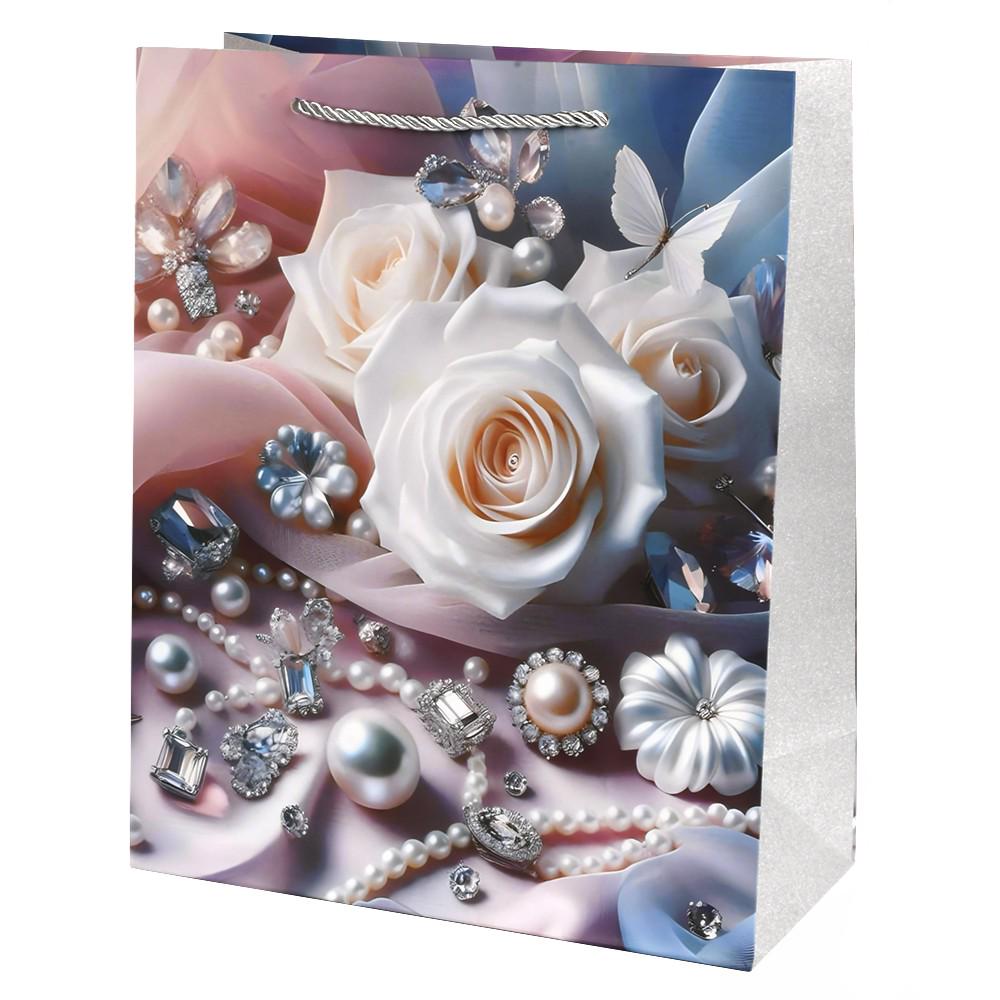 Подарочный пакет Pearl Roses R33495-L 31х42х12 см Розовый с голубым (34188245)