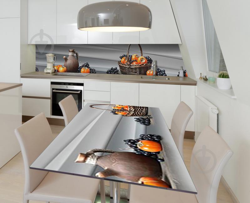 Наклейка 3Д виниловая на стол Zatarga «Сочная хурма и виноград» 600х1200 мм (Z184482st)