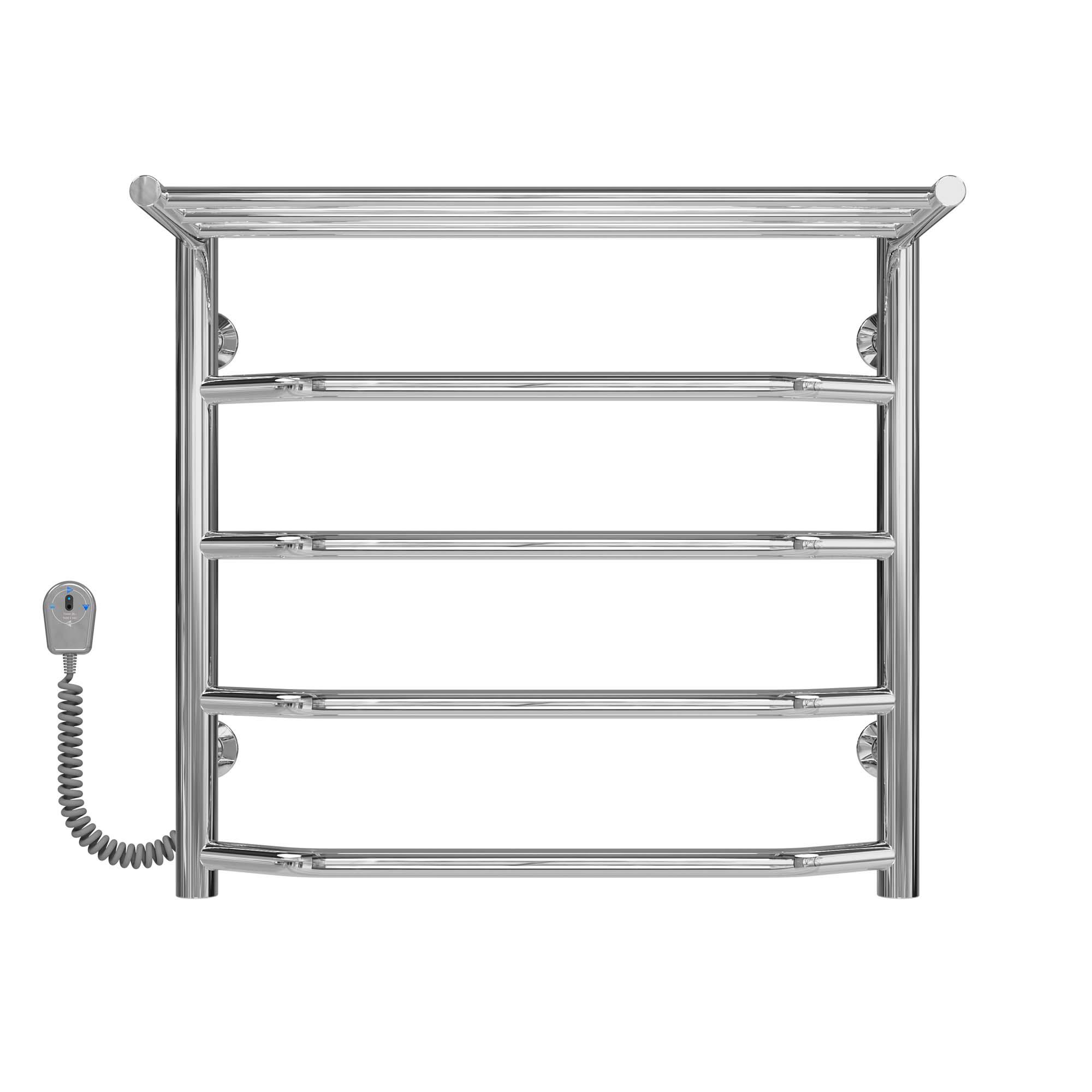 Полотенцесушитель электрический с полкой Deffi Трапеция П5 EF16 левое подключение нержавеющая сталь 500х500 мм Хром (C.TP.50.50.5.E.C.L.5)