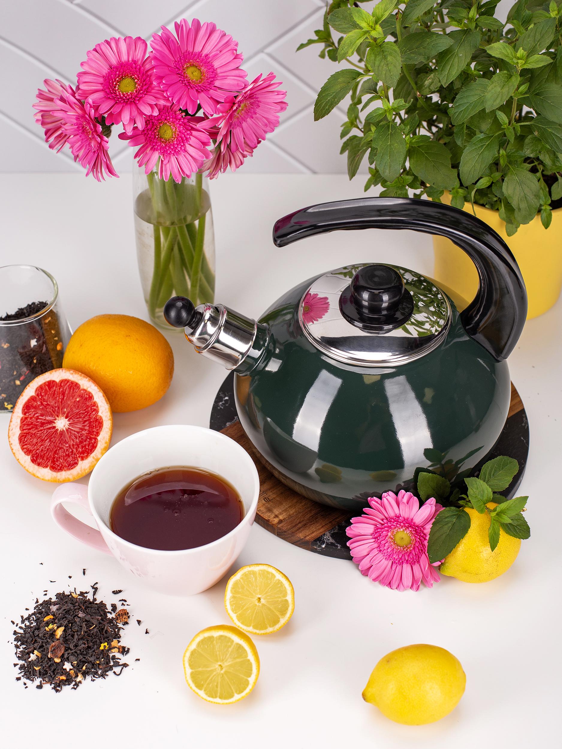 Чайник со свистком Kamille KM-1039D из эмалированной стали 2,5 л Зеленый (150-84-1039D) - фото 7 Чайник со свистком Kamille KM-1039D из эмалированной стали 2,5 л Зеленый (150-84-1039D) - фото 7