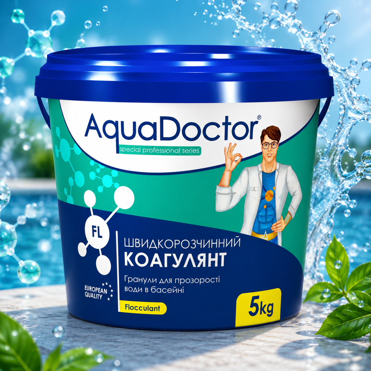 Флокулянт от мутной воды в бассейне AquaDoctor FL гранулированный 5 кг (155500)