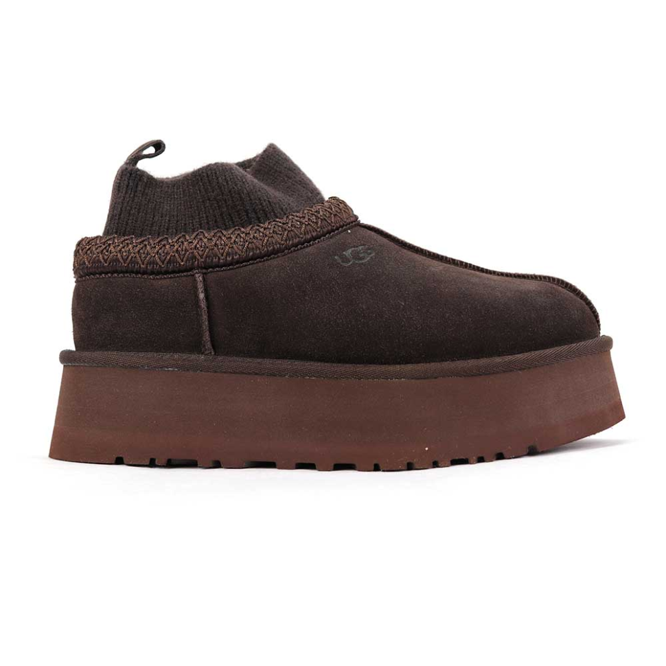 Уггі жіночі Тазз вязані Сліппер ультра міні платформа UGG Tazz Platform Knit Chocolate Коричневий (21542)