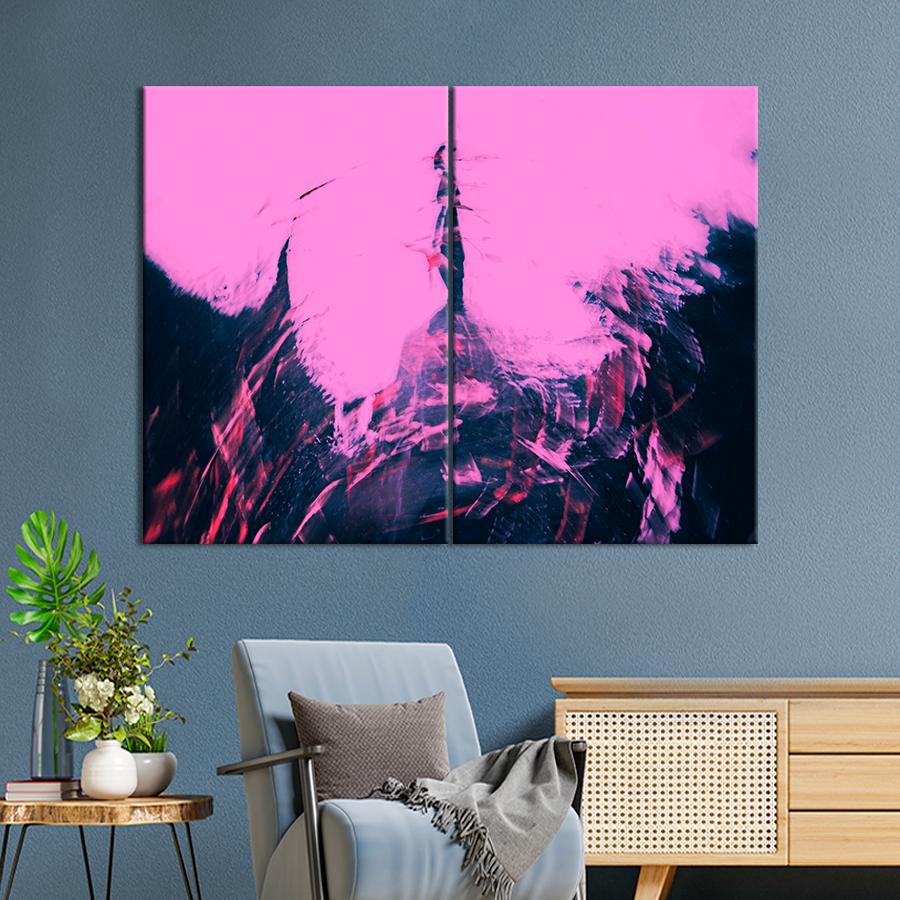Картина абстракция Тёмная абстракция на розовом фоне 71x51 см (A942-2)