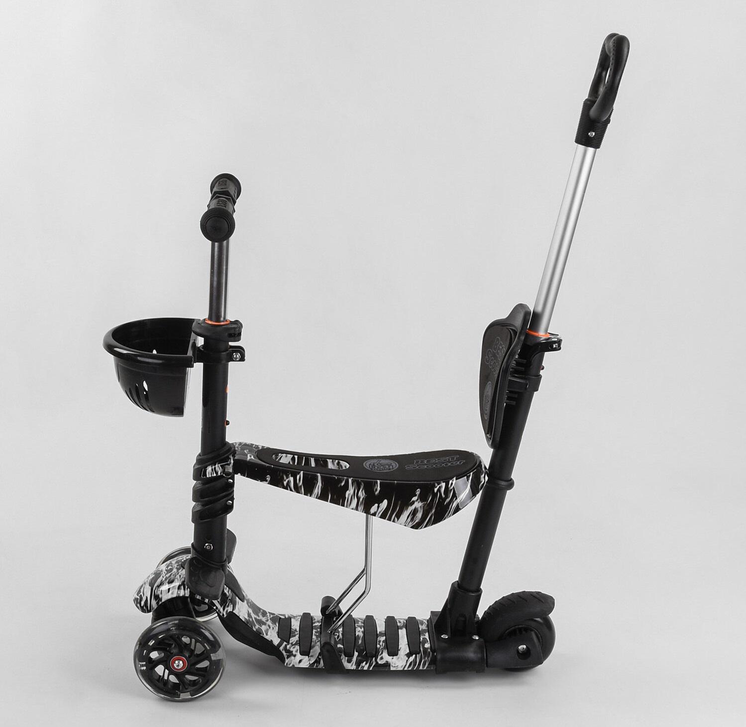 Самокат Best Scooter Абстракция 5в1 PU колеса Black/White (102022) - фото 2