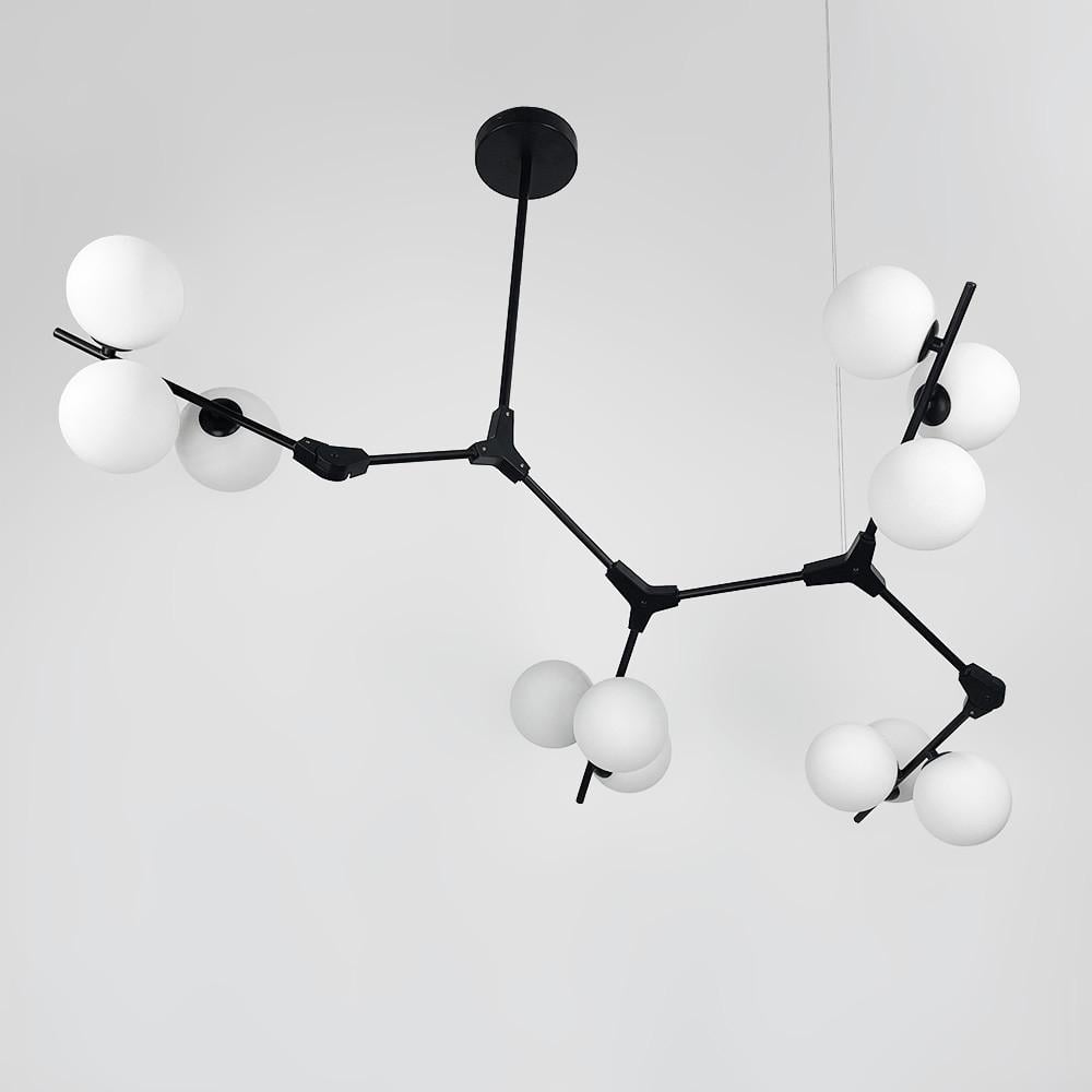 Люстра з 12 білими плафонами 105х70 см Чорний (BM 64/12 BK/WT) - фото 1 Люстра з 12 білими плафонами 105х70 см Чорний (BM 64/12 BK/WT) - фото 1