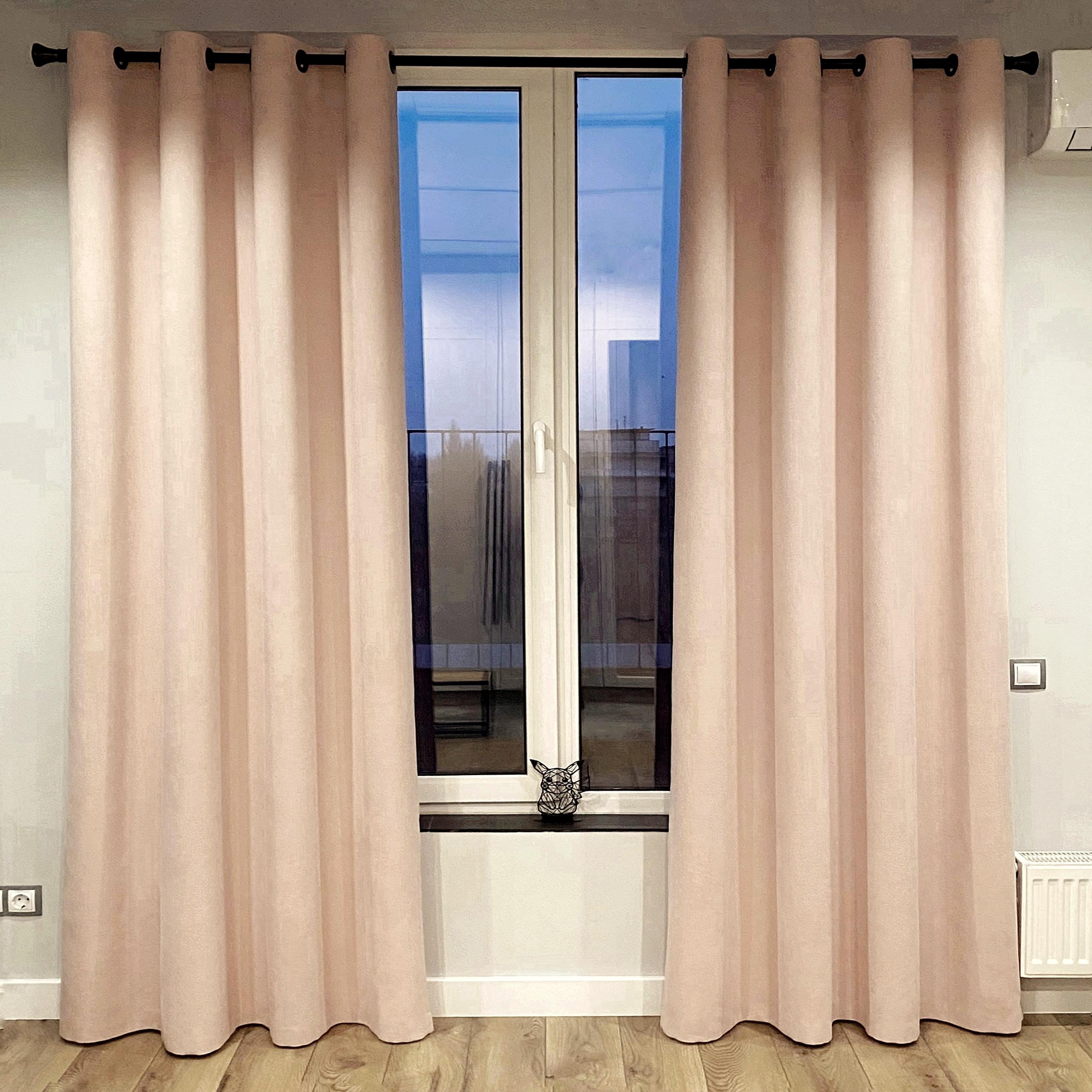 Шторы на черных люверсах 150x250 см микровелюр 2 шт. Розово-персиковый (5801528-МТ2/150-BL)