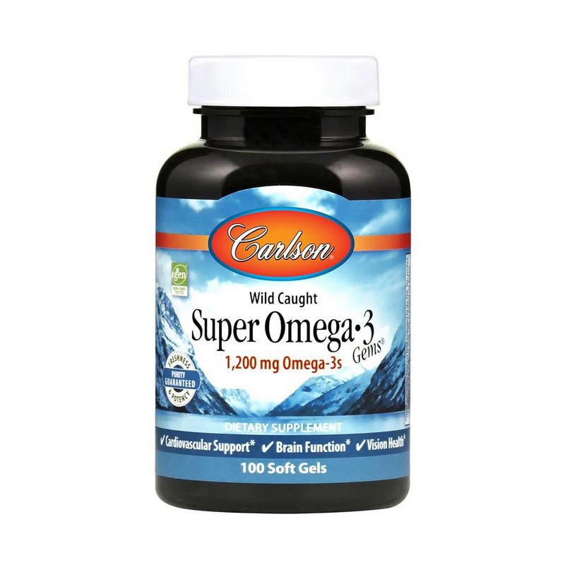 Рыбий жир Carlson Labs Super Omega-3 1200 мг Wild Caught 100 капс. (18431-01)