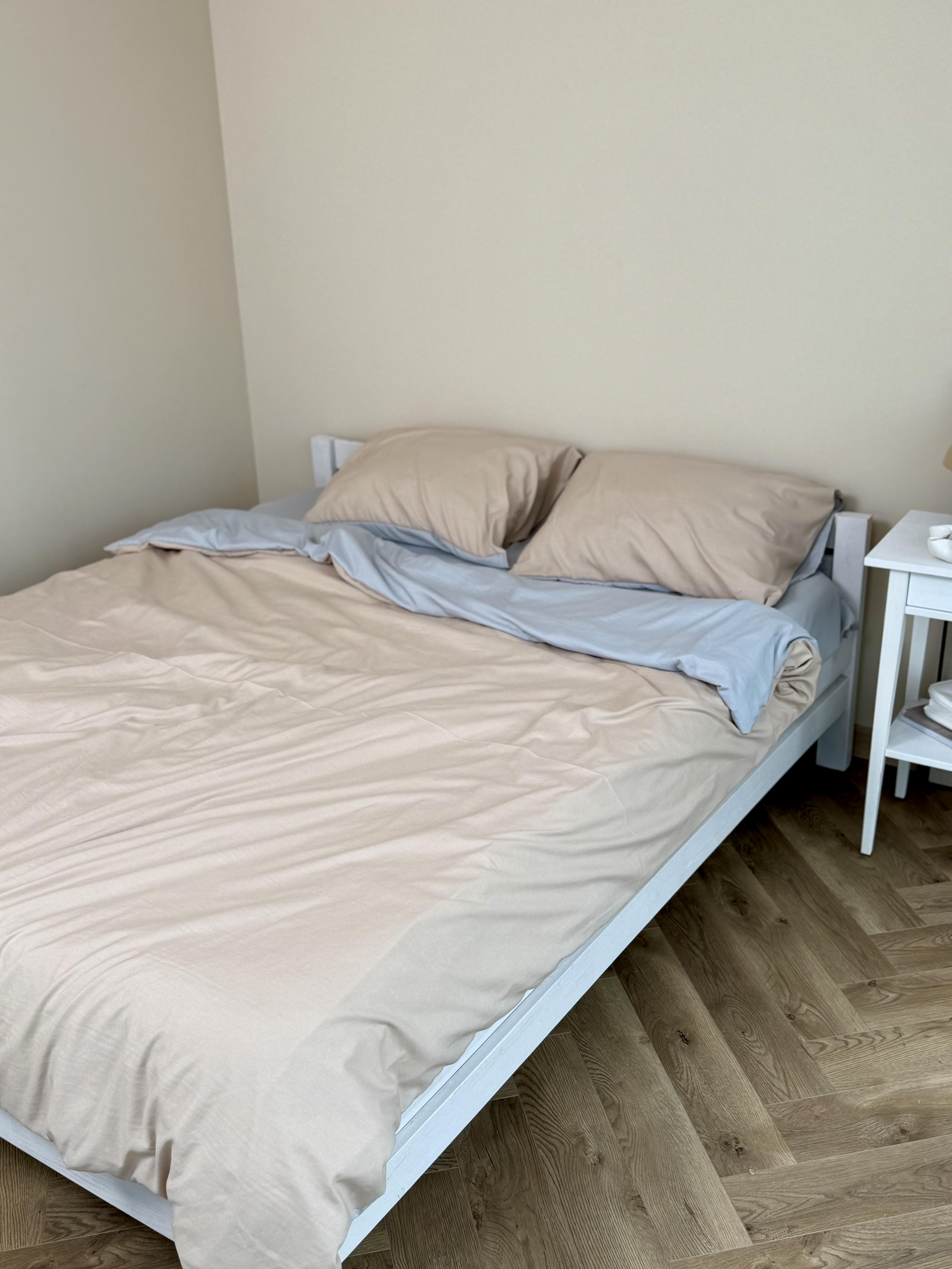 Комплект постельного белья Тень сатин полуторный/наволочки 50х70/70х70 см Бежевый/Серый (6816) - фото 3