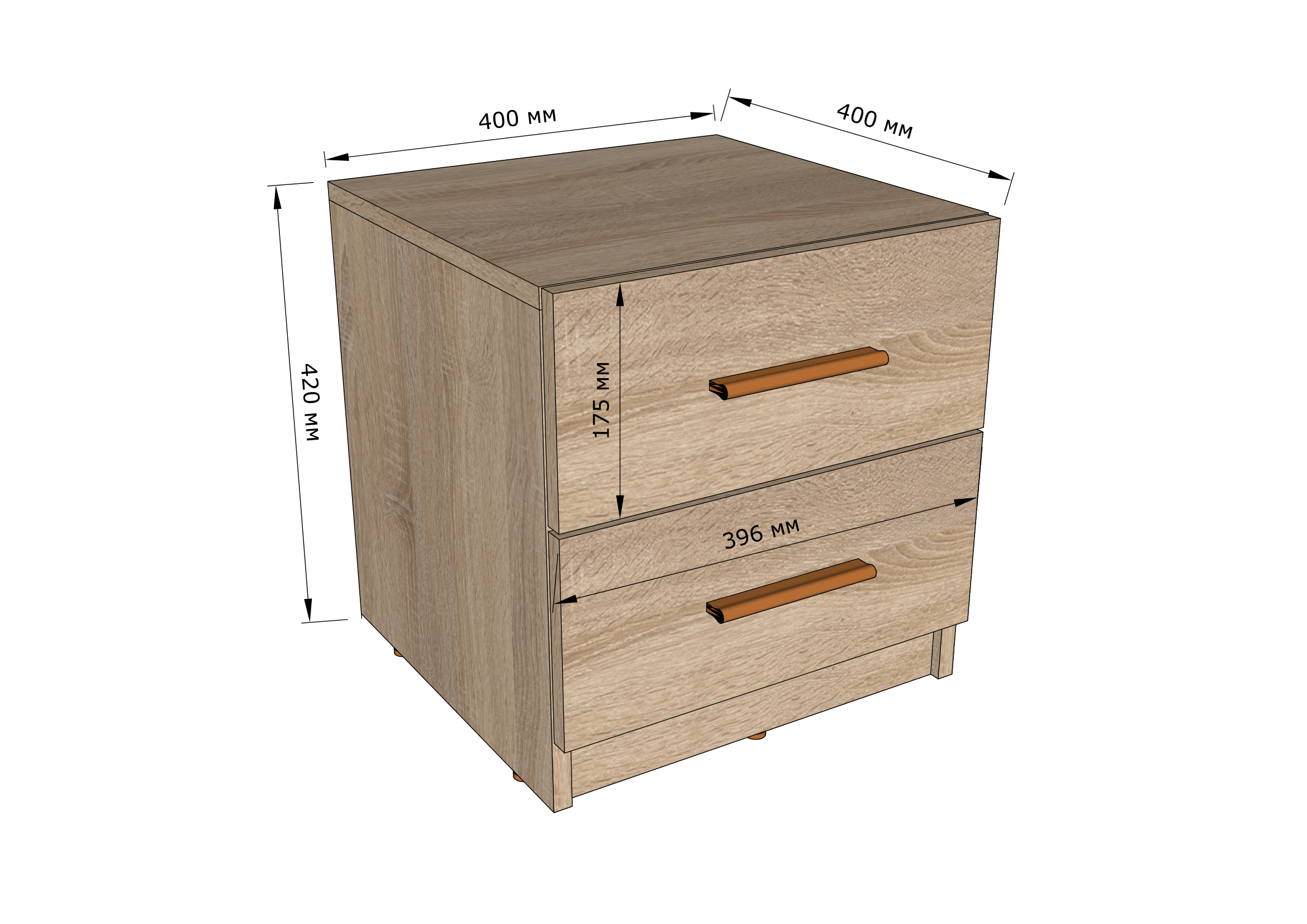 Тумба приліжкова з ящиками 400x420x400 мм Венге (T112-v) - фото 2