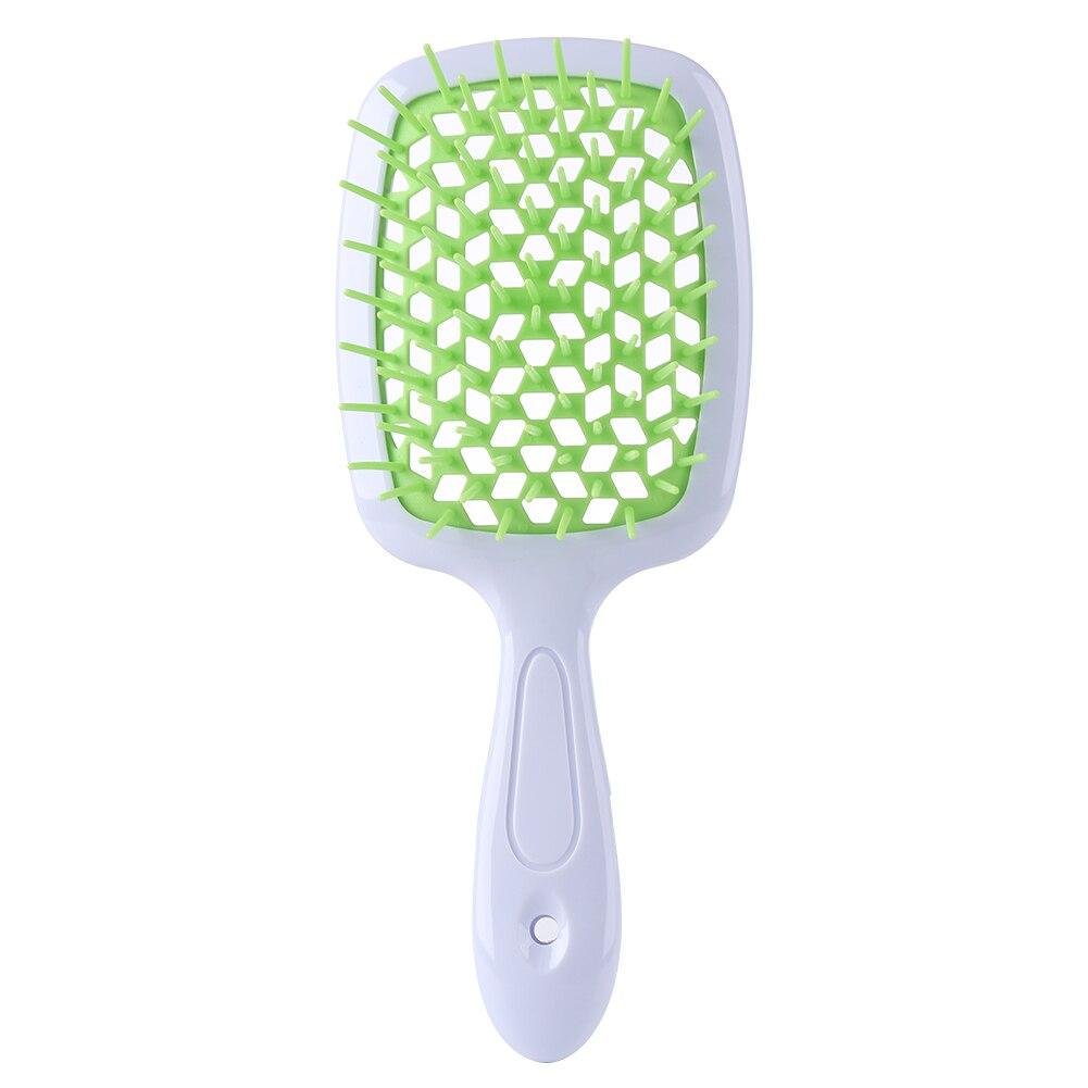 Гребінець для волосся SuperBrush Plus Hollow Comb Rectangular Hairbrush Білий з зеленим