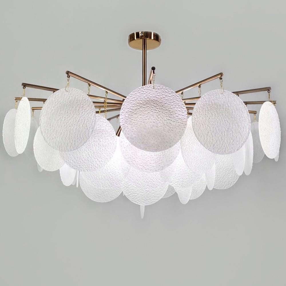 Люстра потолочная со стеклянными пластинами 8 ламп Ø 80 см Медный (AT11-800 Rose Gold/WT)