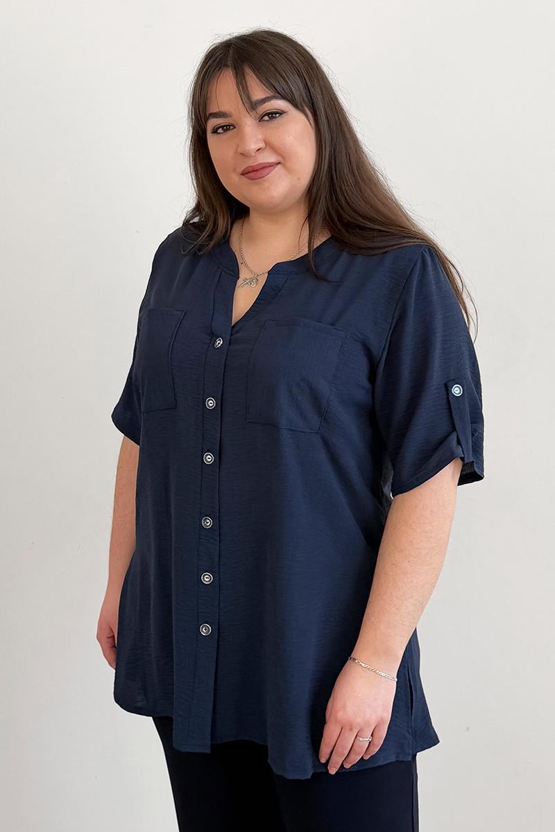 Сорочка жіноча PANNI Лада з жатої тканини р. 56-58 Темно-синій (Р2508252216) - фото 2 Сорочка жіноча PANNI Лада з жатої тканини р. 56-58 Темно-синій (Р2508252216) - фото 2