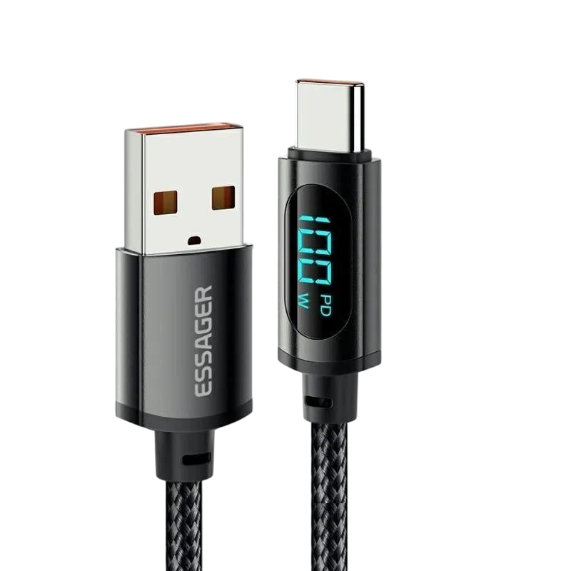 Кабель Essager USB to Type-C PD\QC 100W 7A с дисплеем 1м Black (25397289) Кабель Essager USB to Type-C PD\QC 100W 7A с дисплеем 1м Black (25397289)