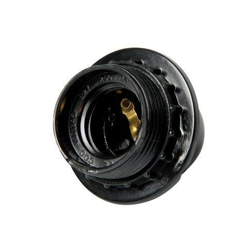 Патрон з гайкою E.NEXT e.lamp socket with nut.e27.bk.black E27 бакелітовий Чорний (s9100008) - фото 1