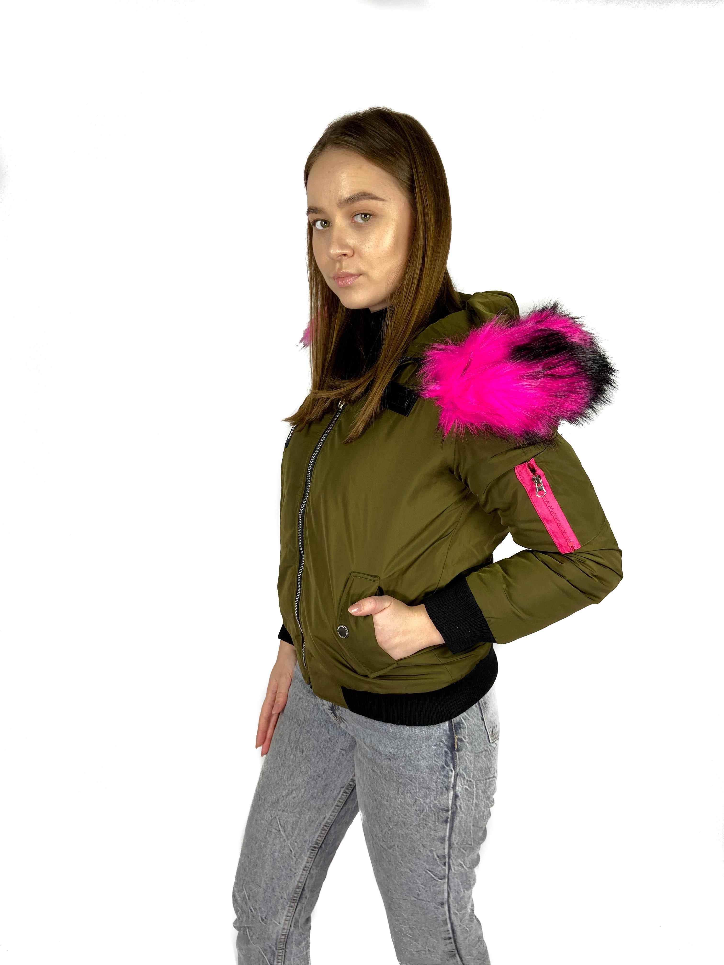 Куртка на хутрі жіноча HONGLAJIAO M Хакі (YA228) - фото 2 Куртка на хутрі жіноча HONGLAJIAO M Хакі (YA228) - фото 2