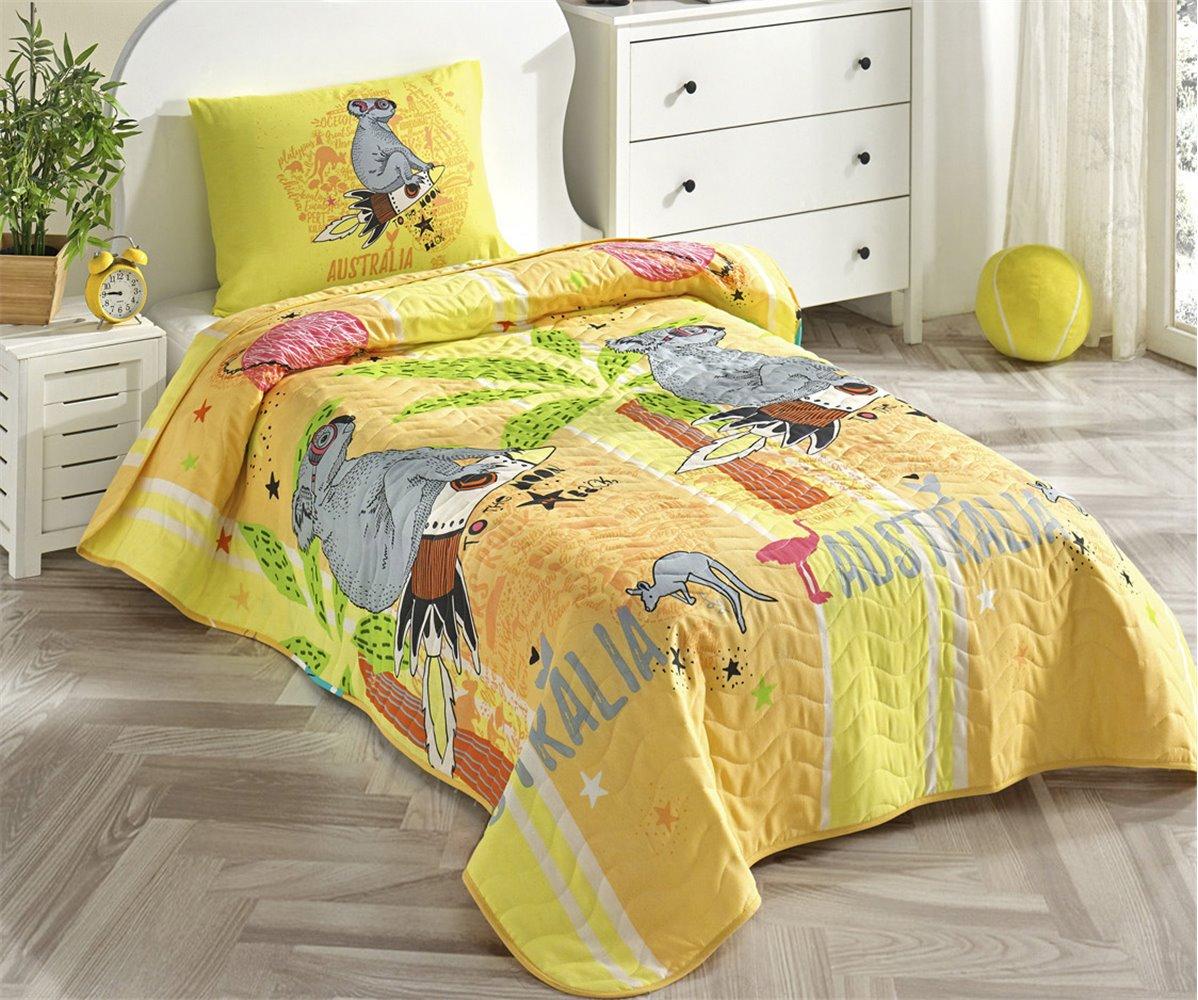Покрывало стеганное с наволочкой Eponj Home Koala sari 160х220 Желтый (svt-2000022292320)
