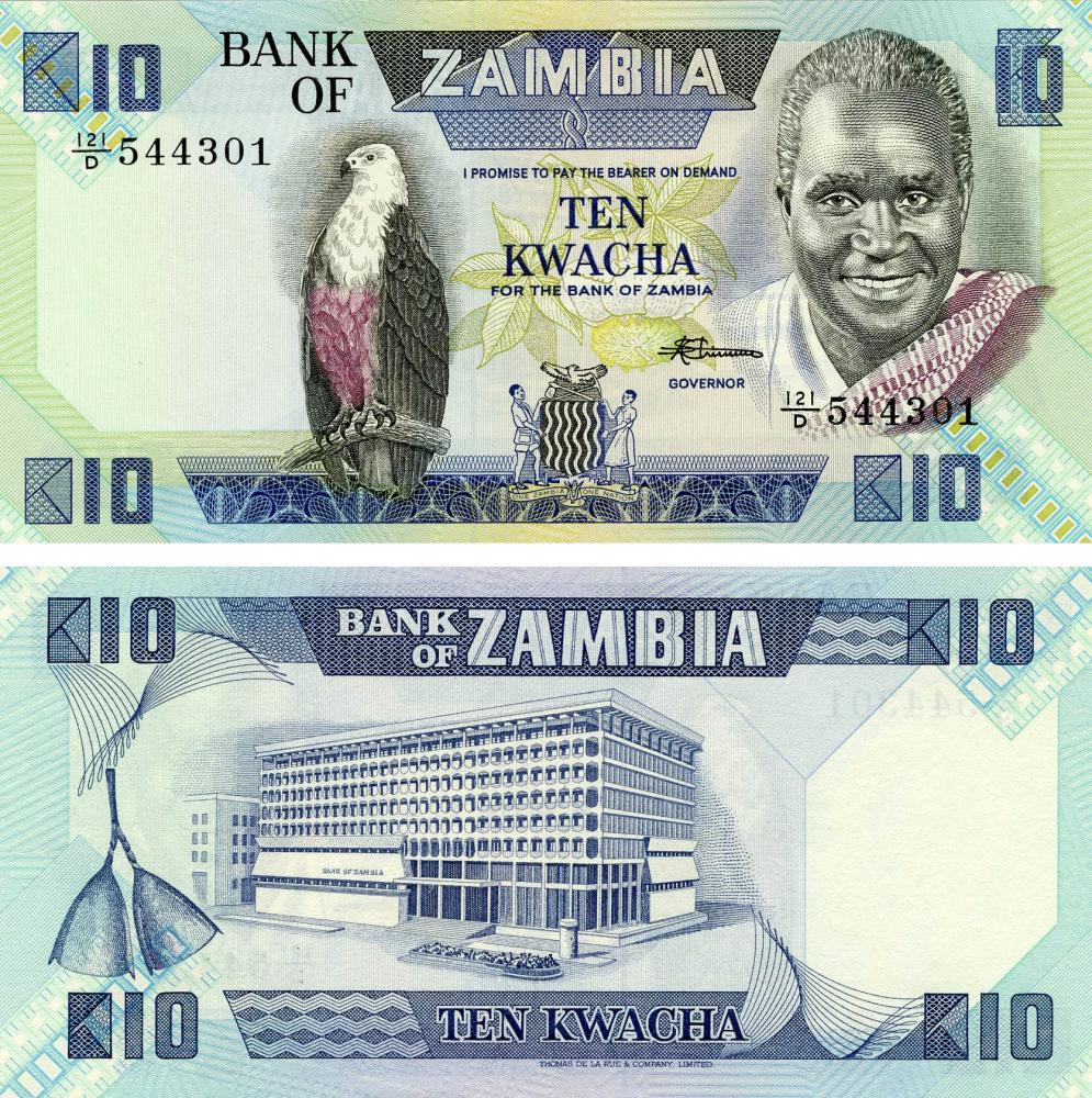 Коллекционная банкнота Замбия 10 квача 1980-1988 UNC P26 (Б13581)