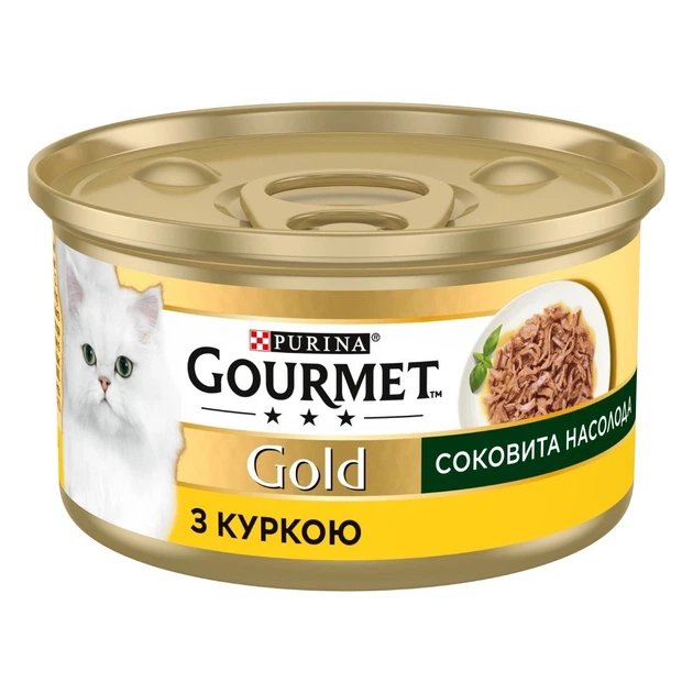 Корм вологий для дорослих котів консервований Purina Gourmet Gold Соковита насолода з куркою 85 г (23342)