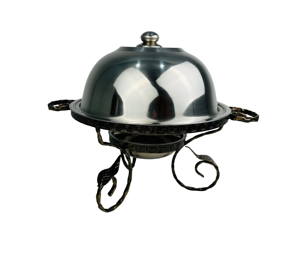 Садж для подачи и подогрева шашлыка Греция с крышкой из нержавеющей стали 36 см (106-10-SJ-6575)