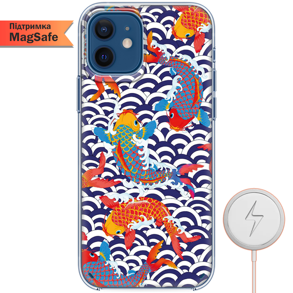 Чехол BoxFace iPhone 12 mini Koi Fish Прозрачный силикон с поддержкой MageSafe (41084-up2477-41496)