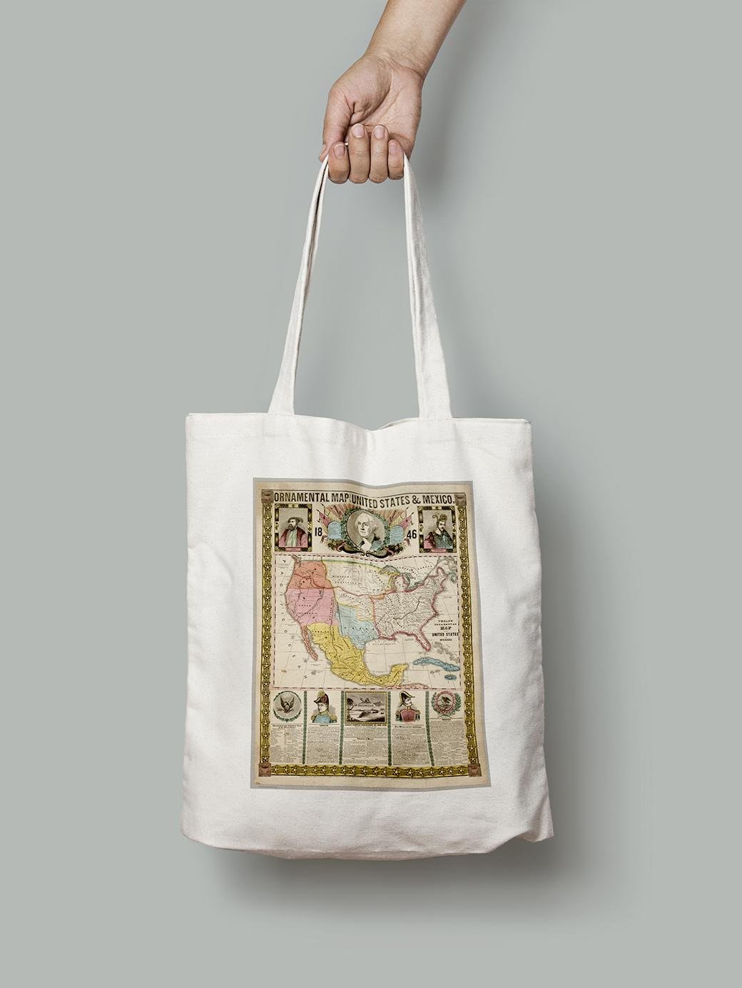 Эко-сумка Орнаментальная карта США и Мексики 1846 г. шопер (OLD_MAP_poster_68_Bag)