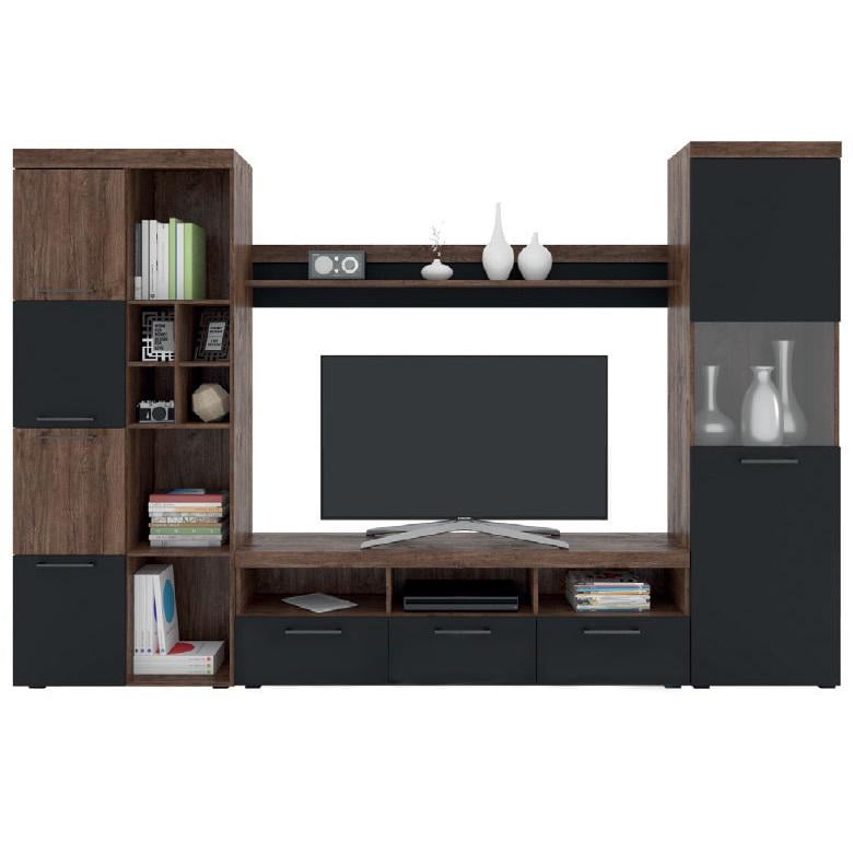 Гостиная стенка комплект Gerbor 1 ДСП Блэквуд Дуб Техас Черный (6528)