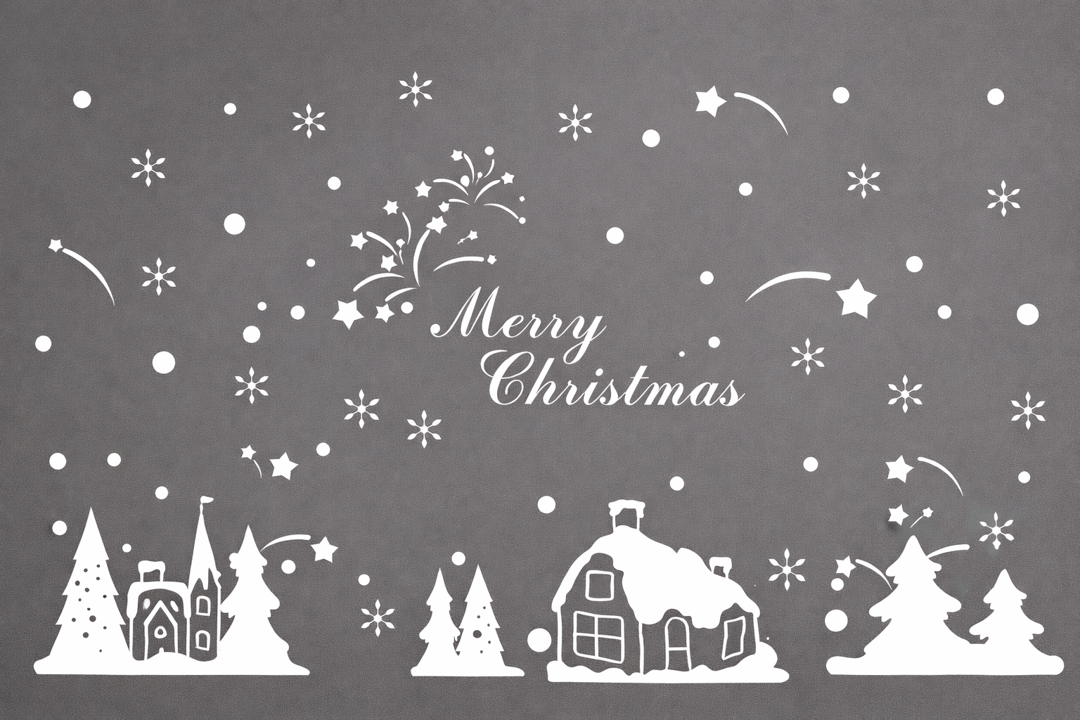 Наклейка новорічна на вікно силіконова 60х90 см Білий (0816С) Наклейка новорічна на вікно силіконова 60х90 см Білий (0816С)