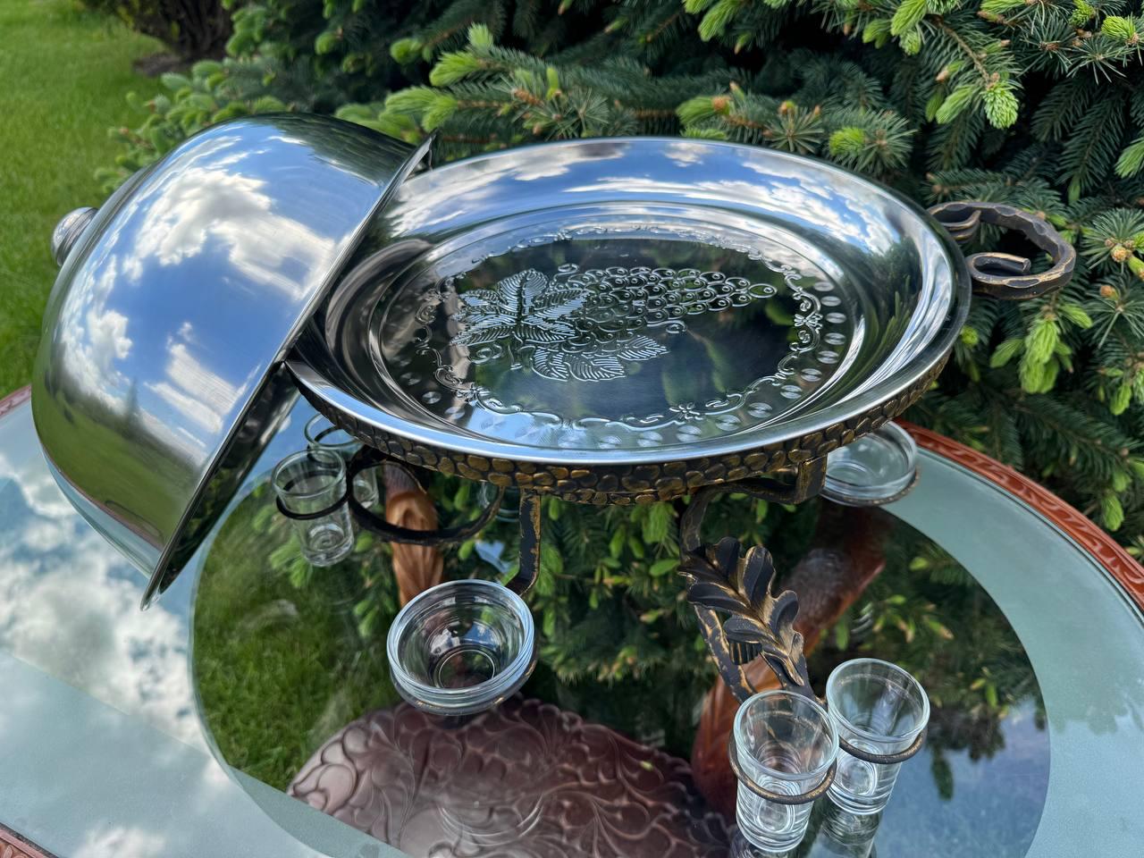 Садж для шашлику Камінь із соусницями та скляними чарками 36 см - фото 3 Садж для шашлику Камінь із соусницями та скляними чарками 36 см - фото 3