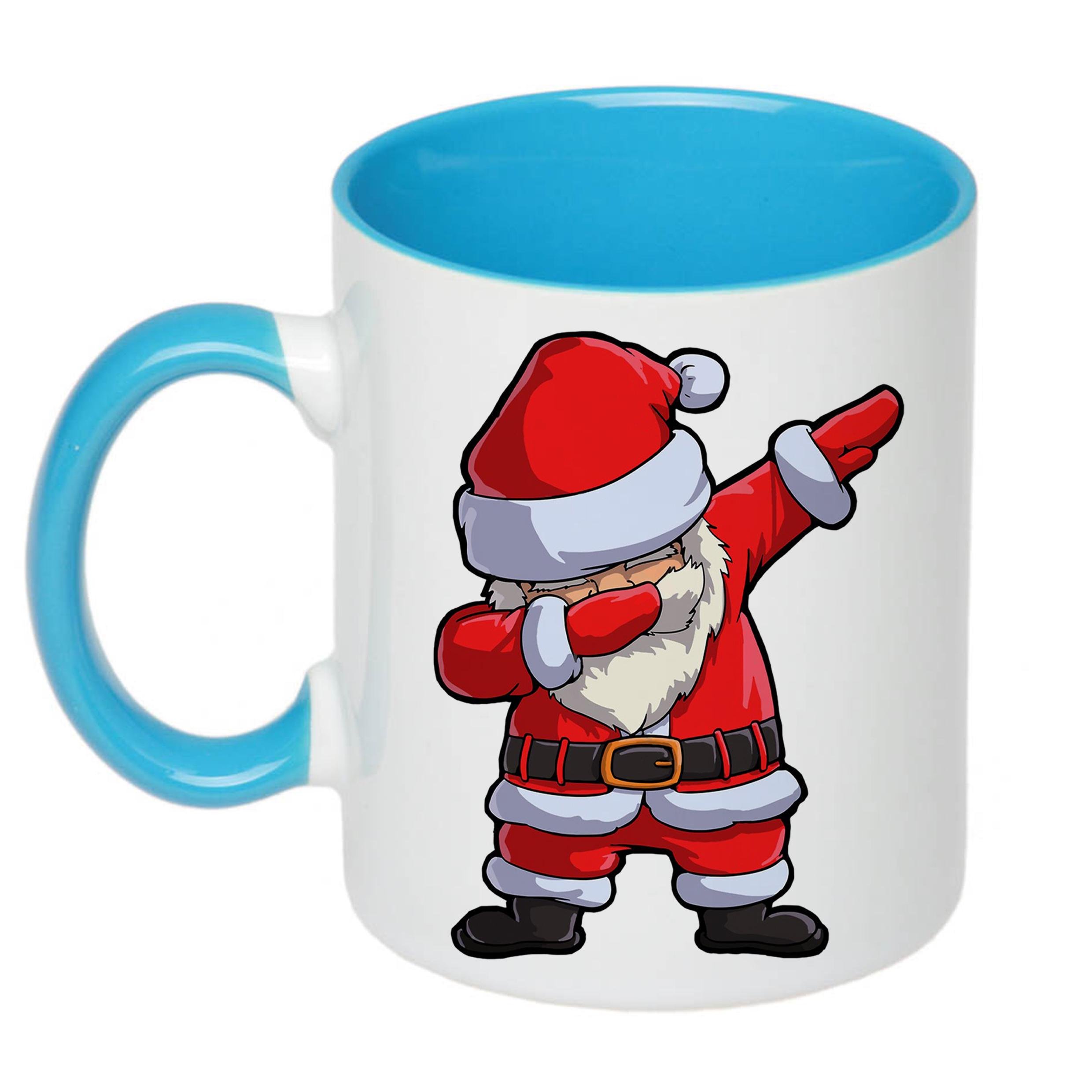 Чашка з новорічним принтом Санта "Санта-Клаус деб" 330 мл Блакитний (16630) - фото 2