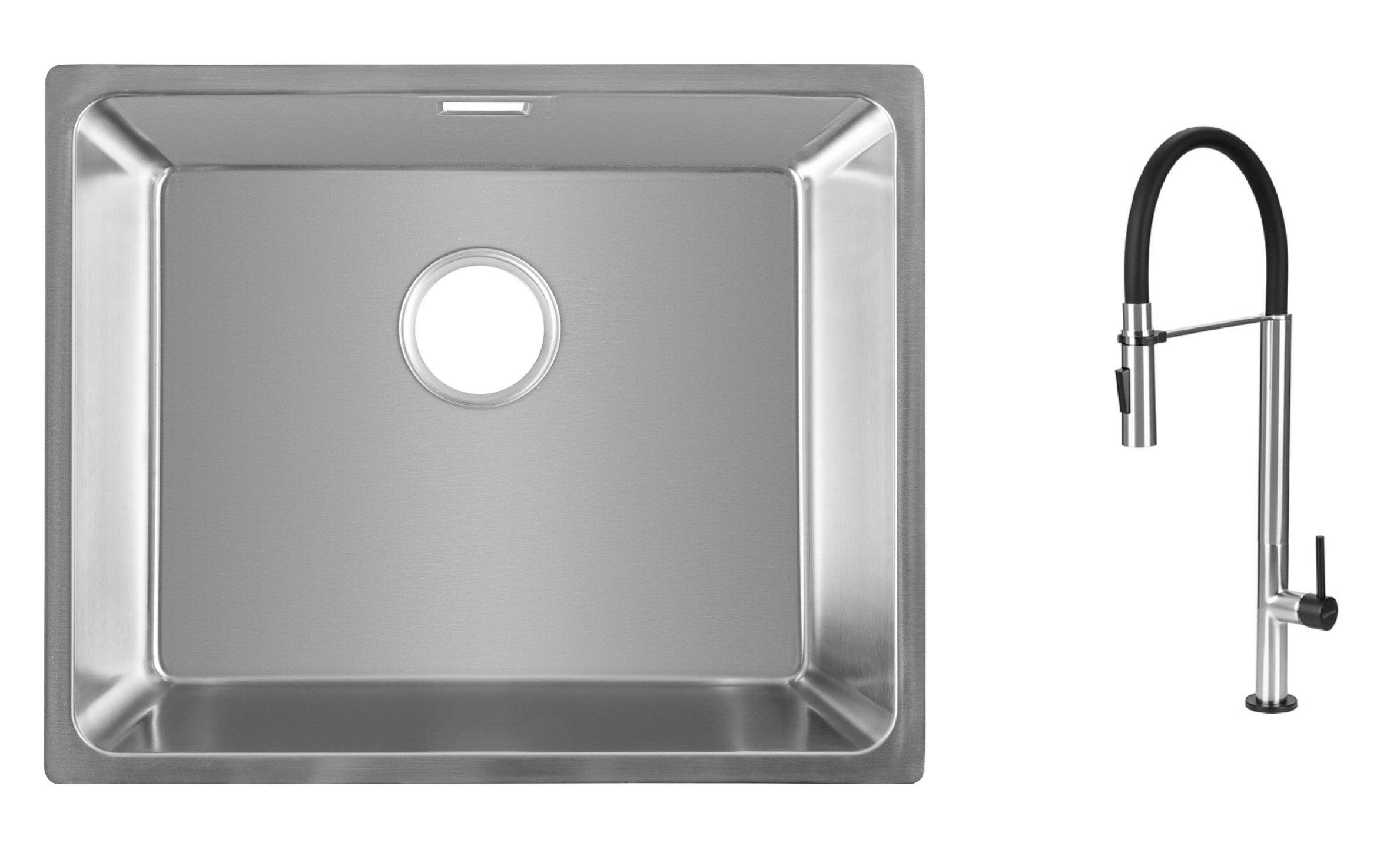 Комплект из кухонной мойки Gunter&Hauer Gera 5420 IX и кухонного смесителя Gunter&Hauer STERN Brush Black