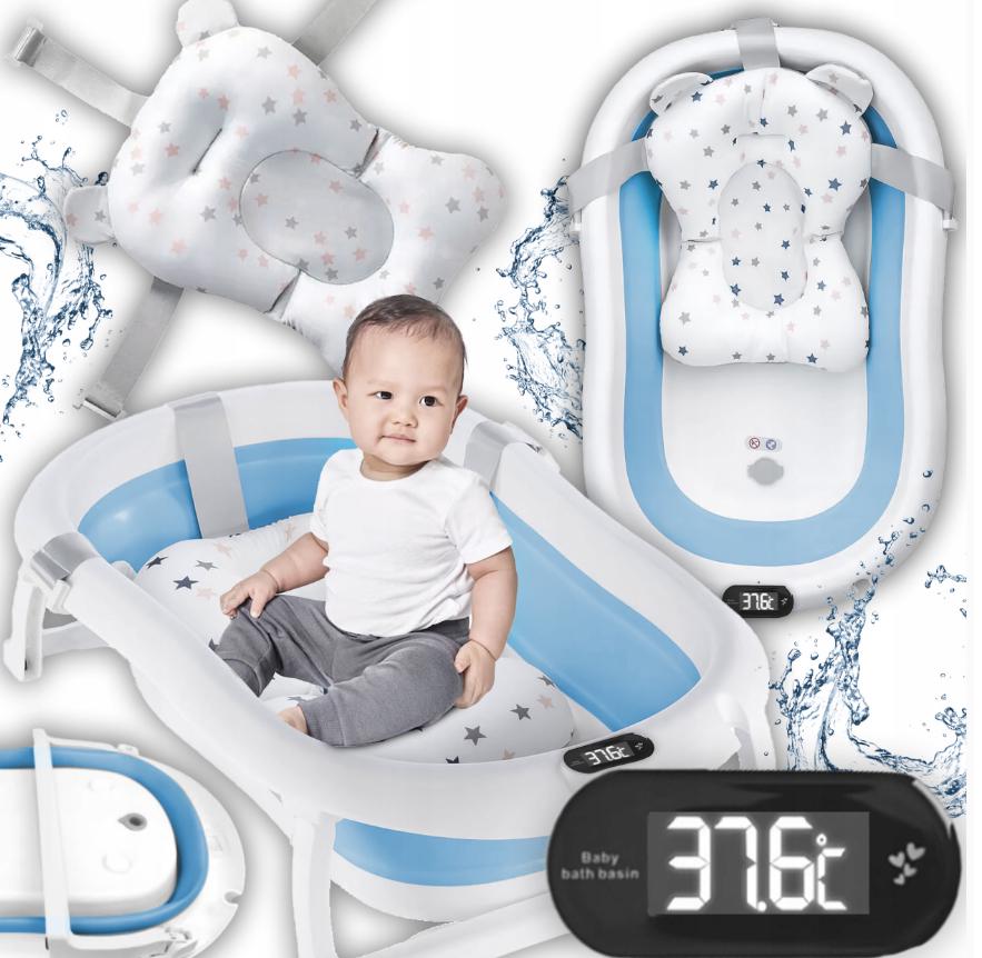 Детская ванночка складная Hanert KinderBad Blue с подушкой и термометром - фото 3 Детская ванночка складная Hanert KinderBad Blue с подушкой и термометром - фото 3