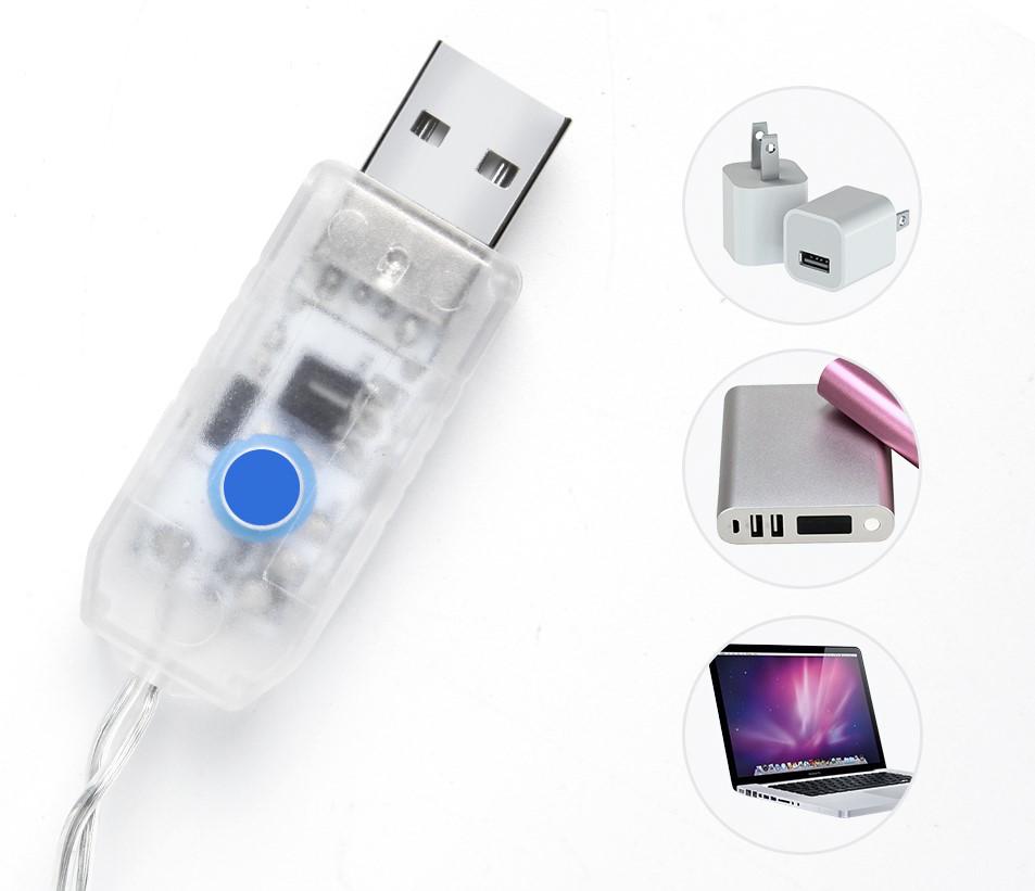 Гирлянда Штора Проволока 3х3 м USB и Пультом Управления Теплый Белый - фото 5