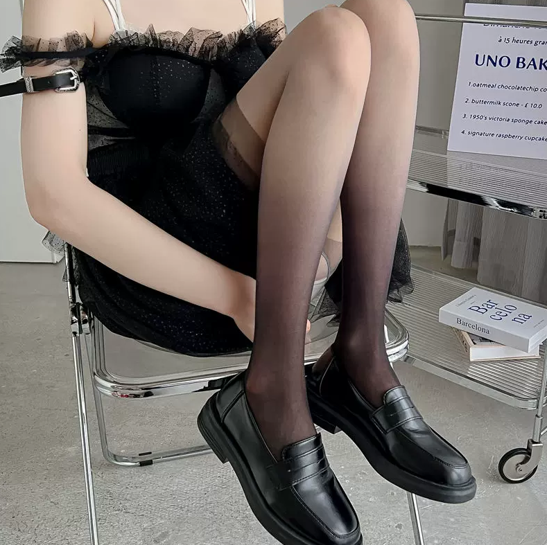 Колготки тонкі омбре one size Чорний з сірим верхом (42-35-1415-Ч)