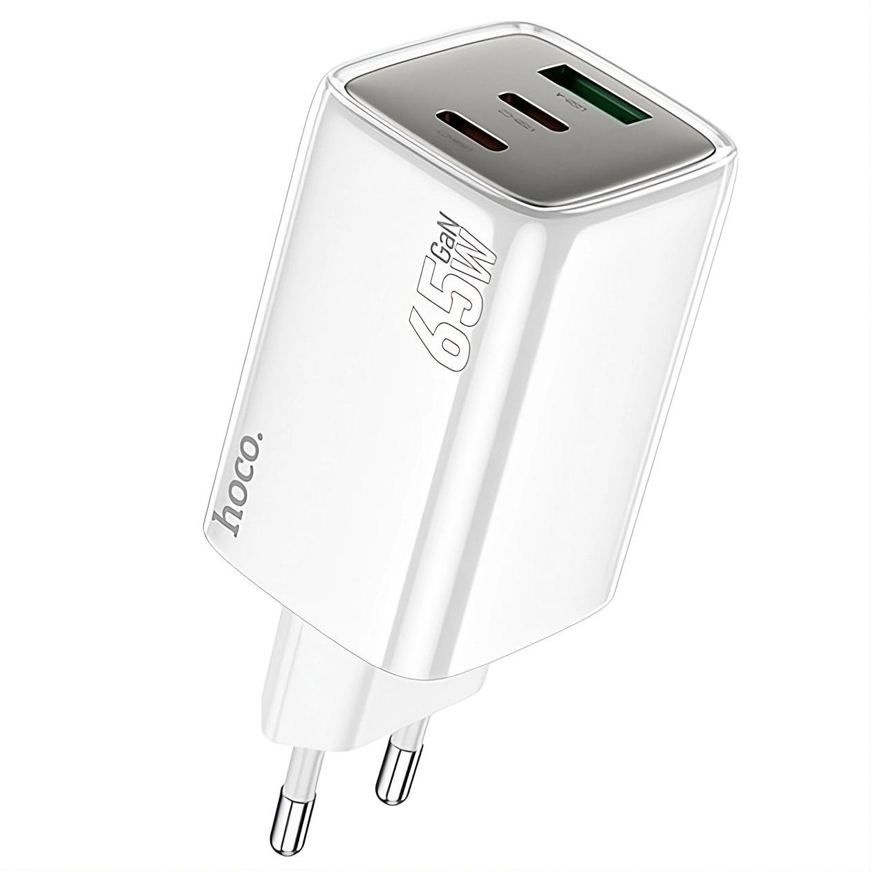 Зарядний пристрій мережевий Hoco N49 GaN PD65W/QC3.0 2xType-C/USB Білий (28529502)