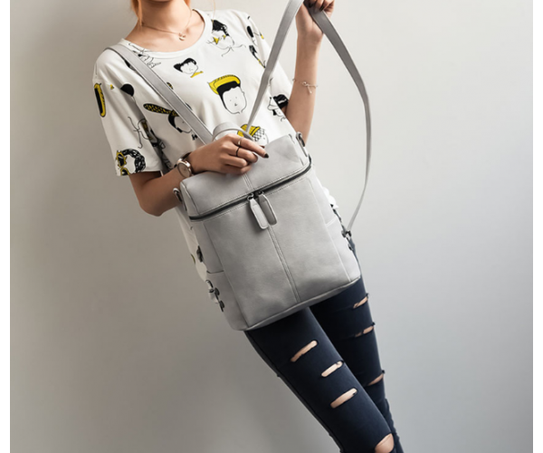 Рюкзак-сумка 30х26х12 см Сірий (375) - фото 4 Рюкзак-сумка 30х26х12 см Сірий (375) - фото 4