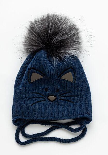 Шапка детская для мальчиков Котик D915 хлопок 38-42 см Бирюзовый