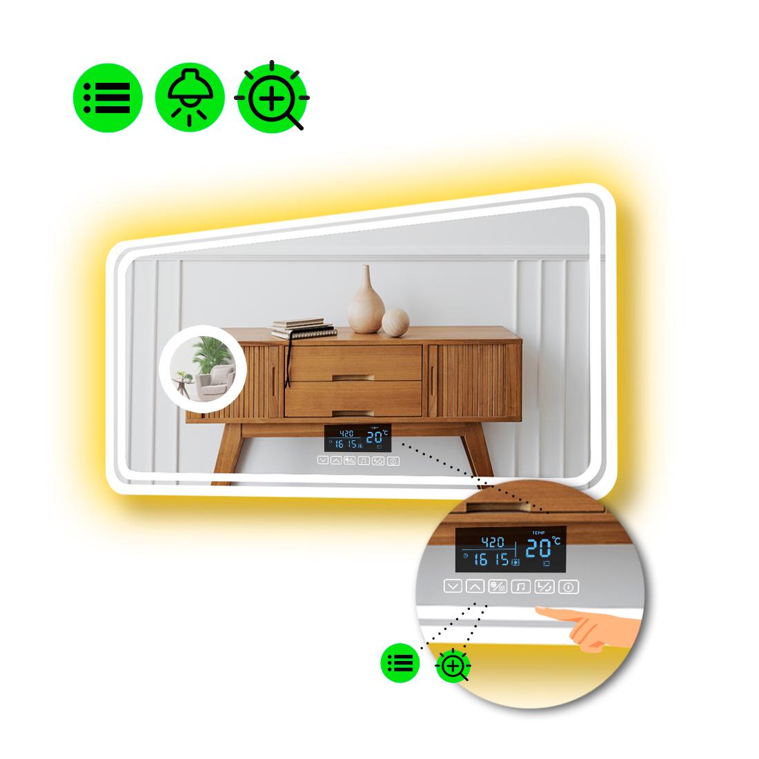 Зеркало с LED подсветкой Ottavia с Smart-блоком и линзой с подсветкой 90x60 см (8994525)