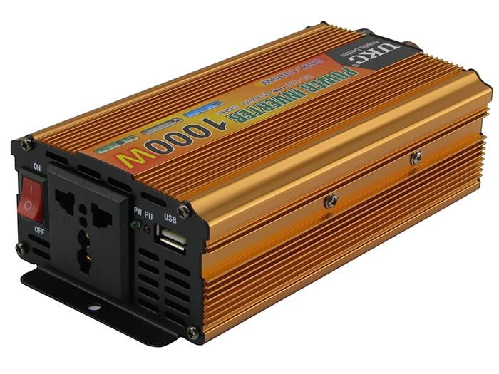 Перетворювач напруги UKC SSK-1000W з 12В в 220В Золотий - фото 2