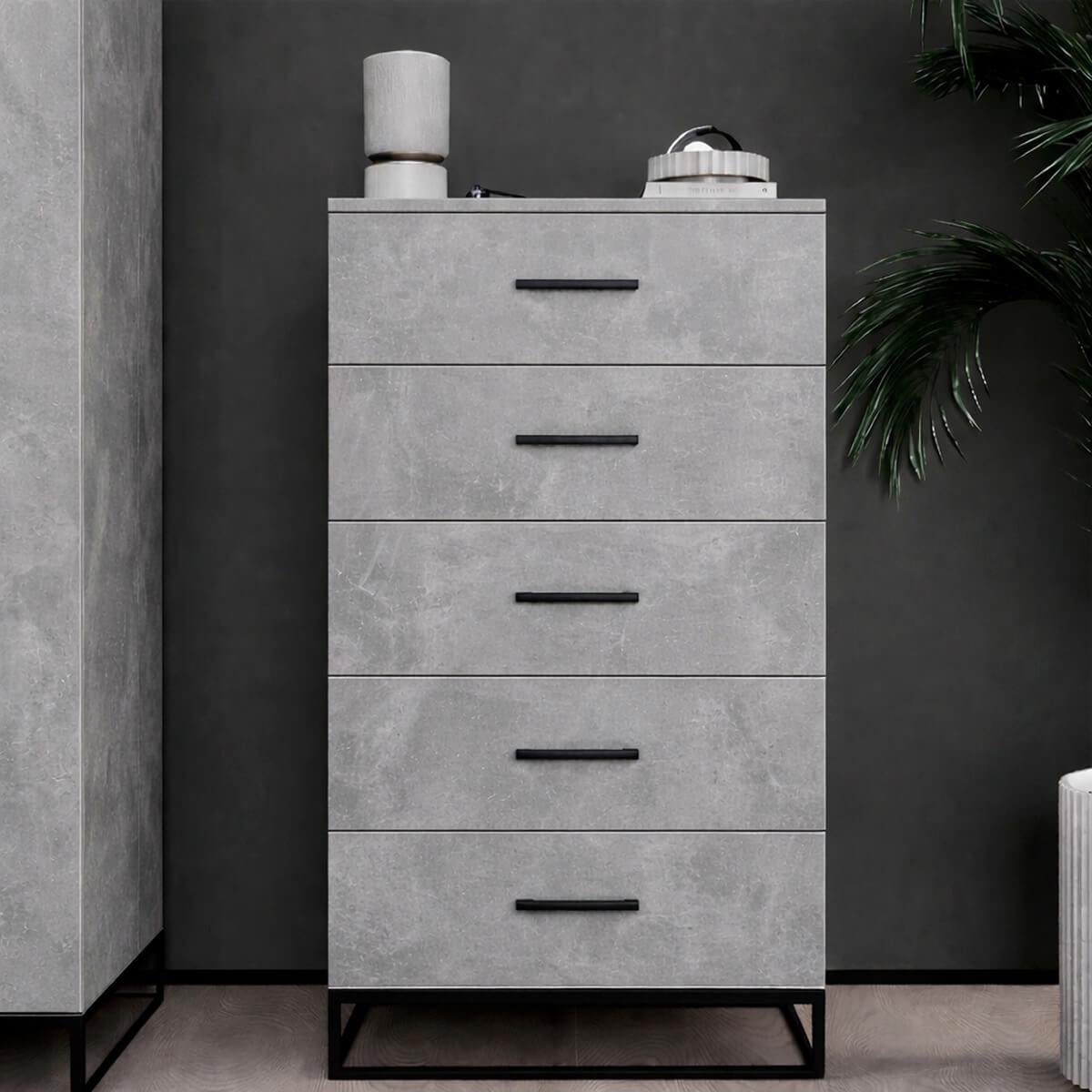 Комод высокий на 5 ящиков ART IN HEAD Ascet 60x108x42,5 см в стиле лофт Ателье светлое (AS05040000030)