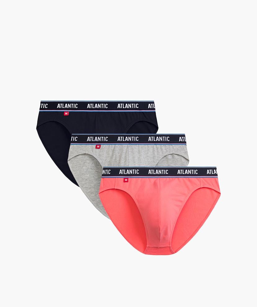 Набор трусов-брифов мужских Atlantic 3MP-200 хлопчатобумажных XXL 3 шт. Темно-синий/Серый/Коралловый (27565584) Набор трусов-брифов мужских Atlantic 3MP-200 хлопчатобумажных XXL 3 шт. Темно-синий/Серый/Коралловый (27565584)