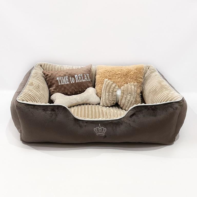 Лежанка для собак Amore mio Cane Брідж до 16 кг 80х70х23 см Brown (DB-0136) - фото 3