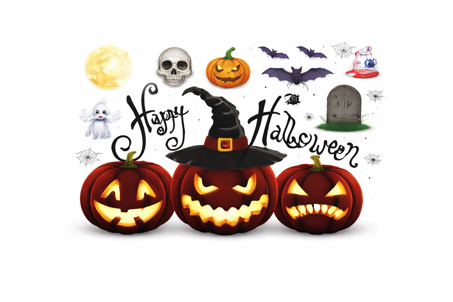 Наклейки на Хэллоуин Тыквы 50x70 см Разноцветный (205405)