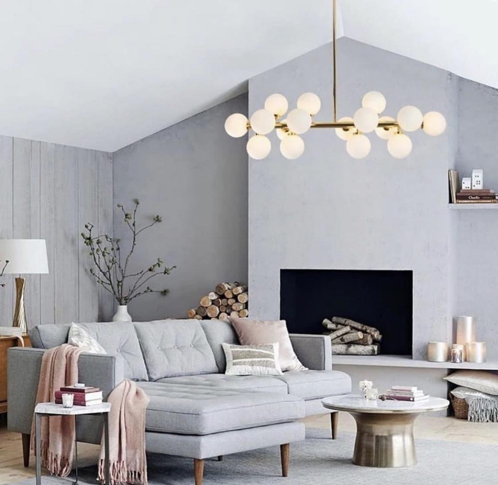 Люстра линейная с миниатюрными белоснежными плафонами (DE 14 L/940 GD) - фото 6