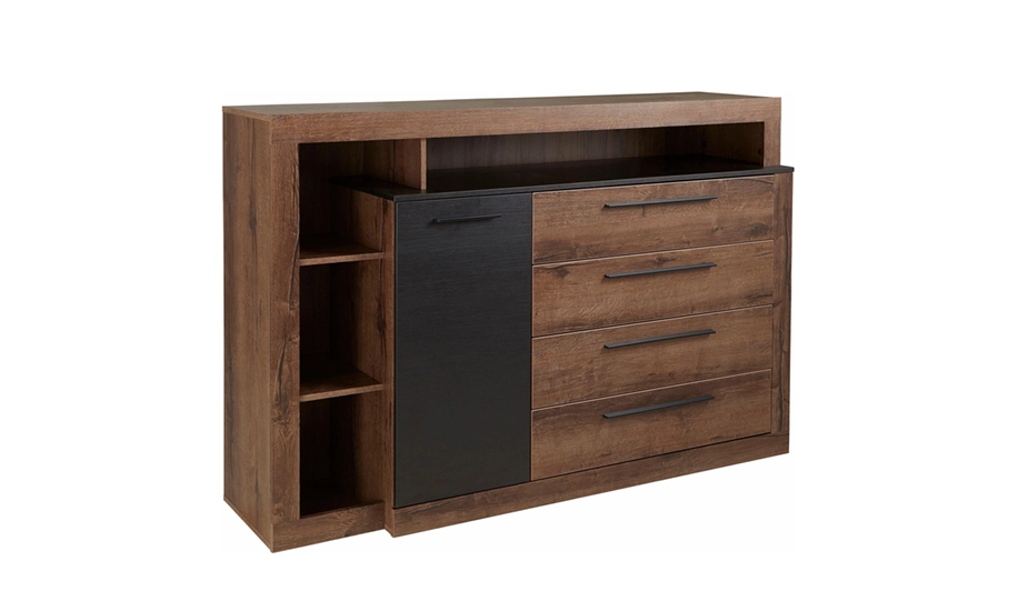 Комод 1д4ш Bellevue BLQK351L левый Дуб болотный/Дуб черный (730852) Комод 1д4ш Bellevue BLQK351L левый Дуб болотный/Дуб черный (730852)