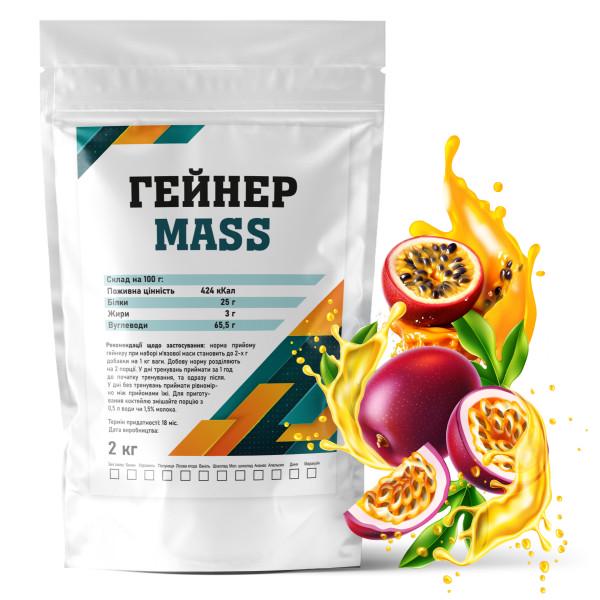 Гейнер вуглеводно-білковий Гадяч Elite MASS в порошку 2 кг Маракуйя (21-125-g-m2)