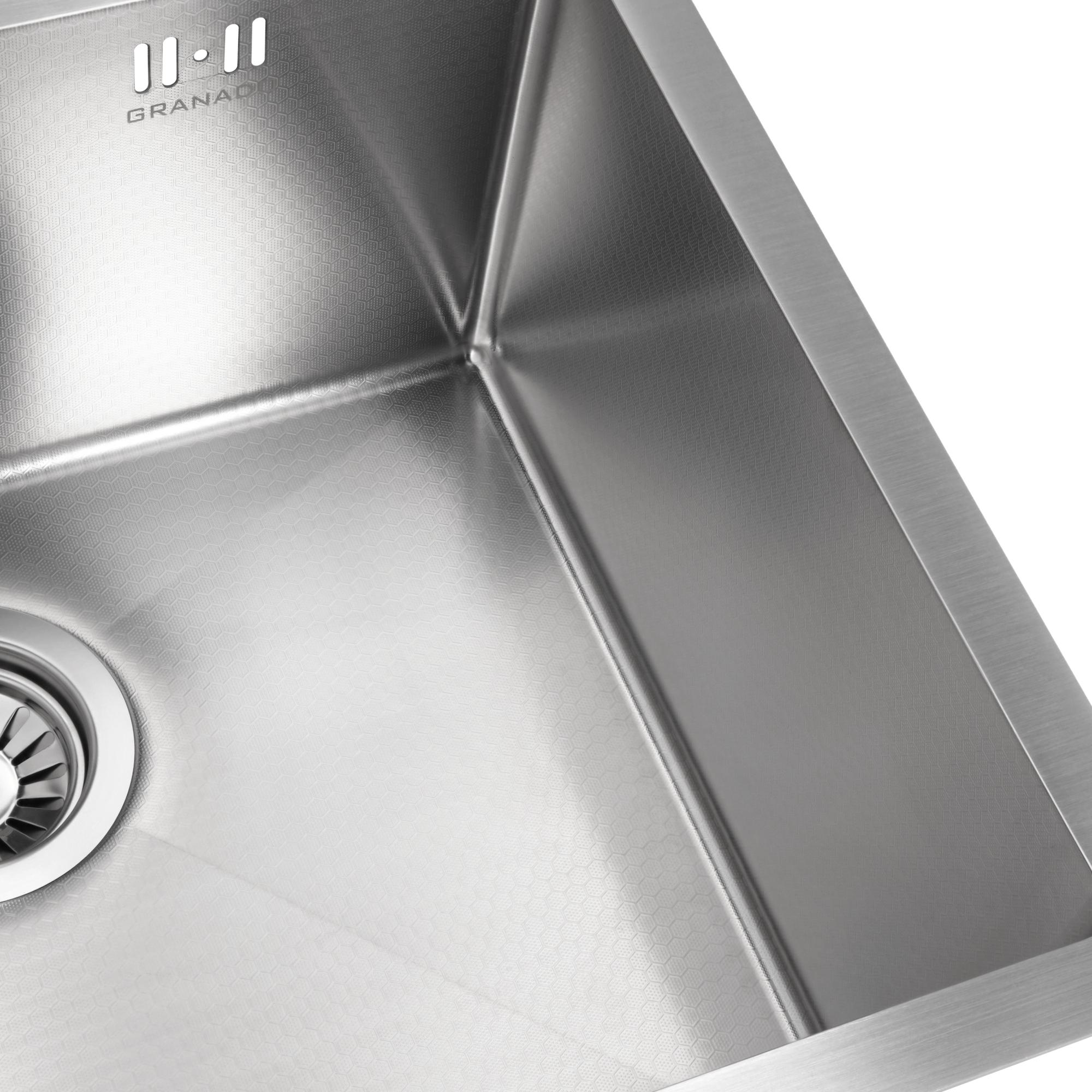 Мийка для кухні Granado Under top Max Steel S304 Honeycomb 53х43х22 см - фото 7 Мийка для кухні Granado Under top Max Steel S304 Honeycomb 53х43х22 см - фото 7